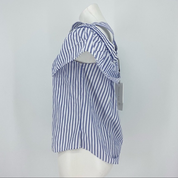 NWT Veronica Beard Lacey Striped Cold-shoulder Top Size 6 - Picture 6 of 10